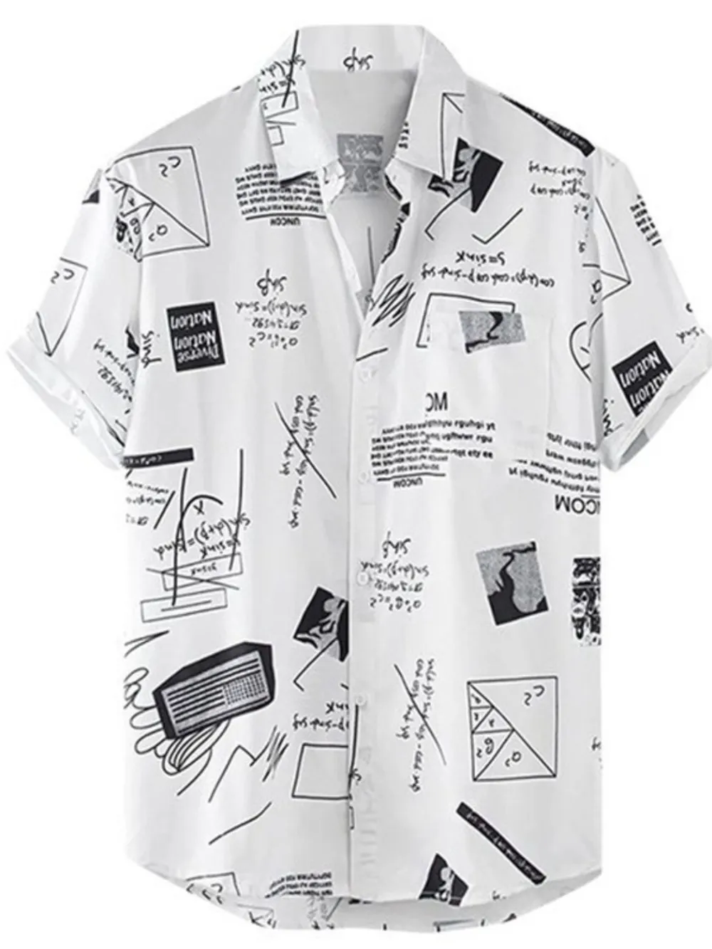 Men's Full Size Printed Button Up Short Sleeve Shirt Plus Size, image 3