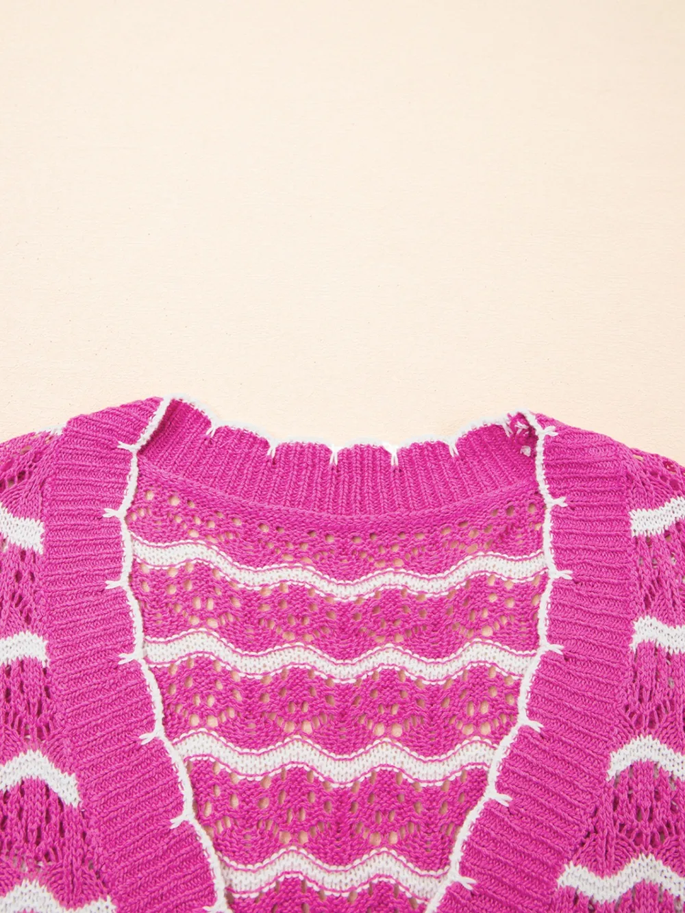 Striped Crochet Tie-Front Cardigan, image 9
