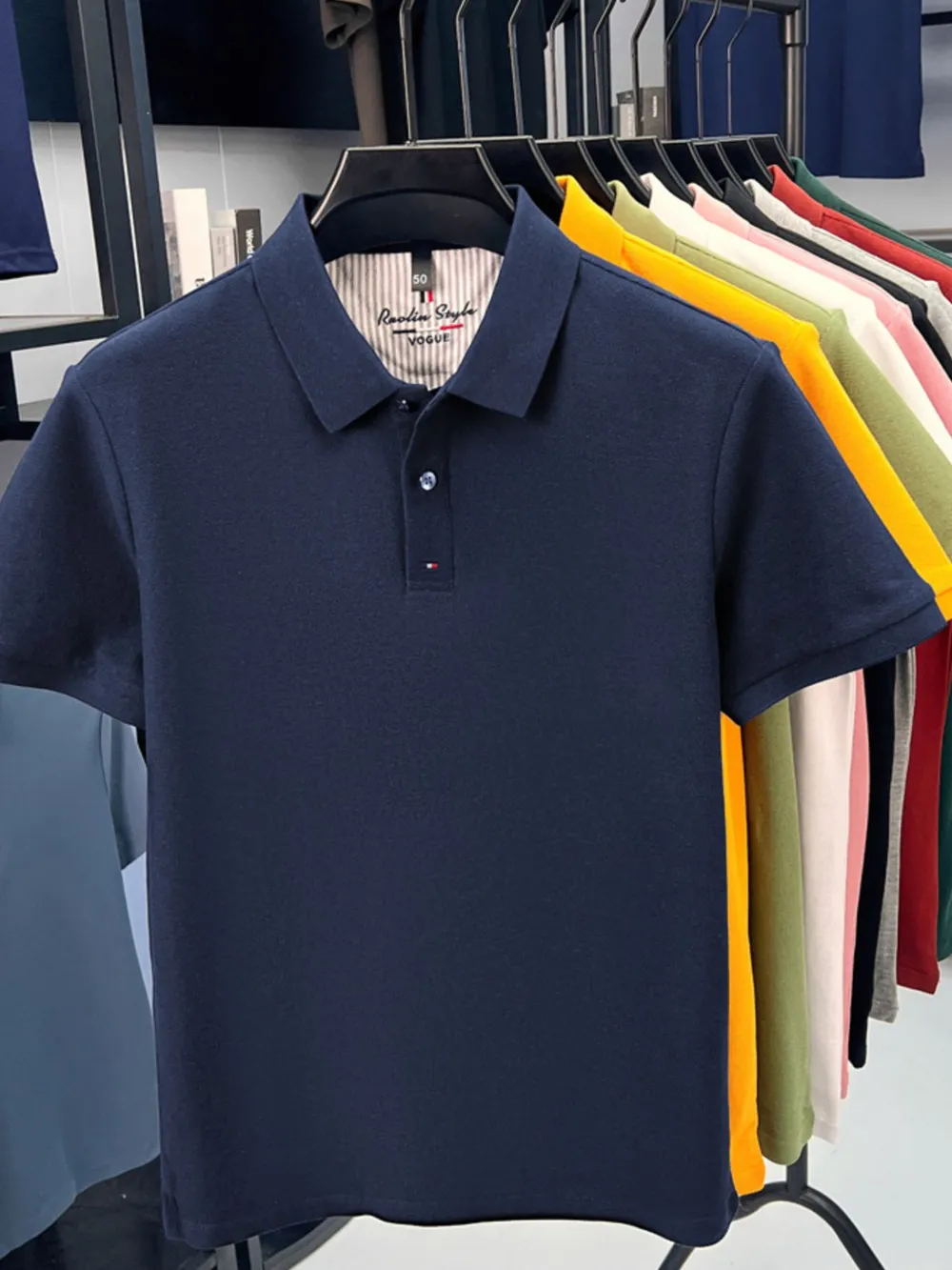 Men's Plus Size Collared Neck Short Sleeve Polo, image 6