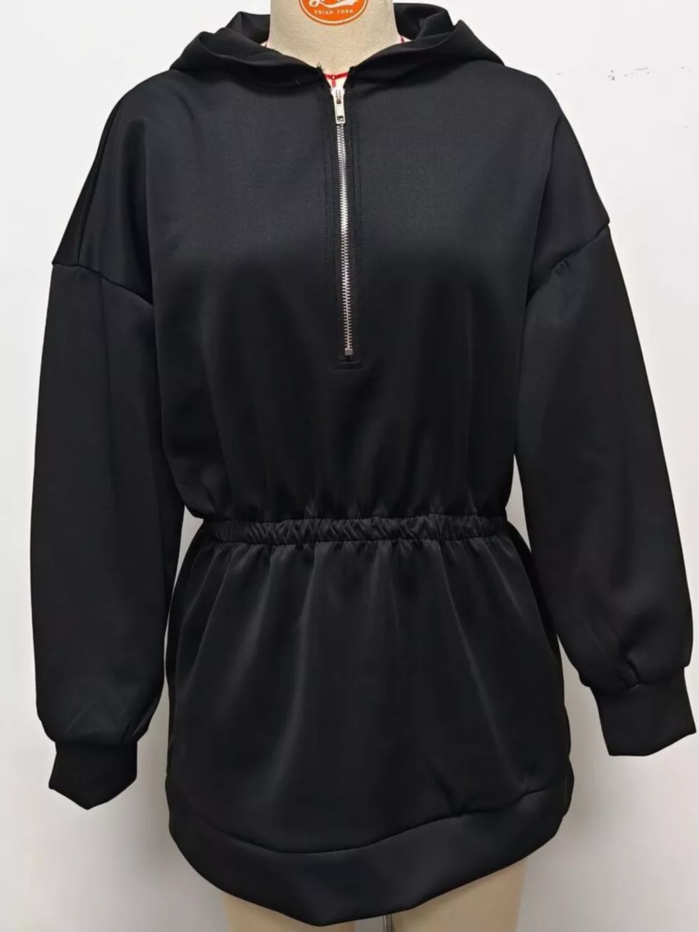 Casual Hooded Quarter-Zip Sweatshirt Dress, image 9