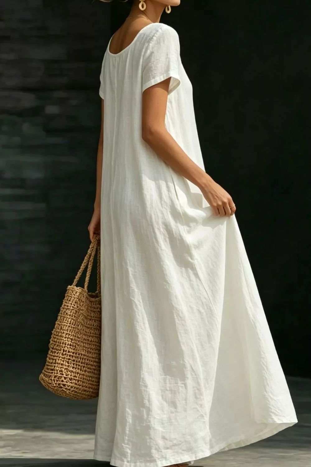 Full Size Casual Loose Short Sleeve Maxi Dress Plus Size, image 11