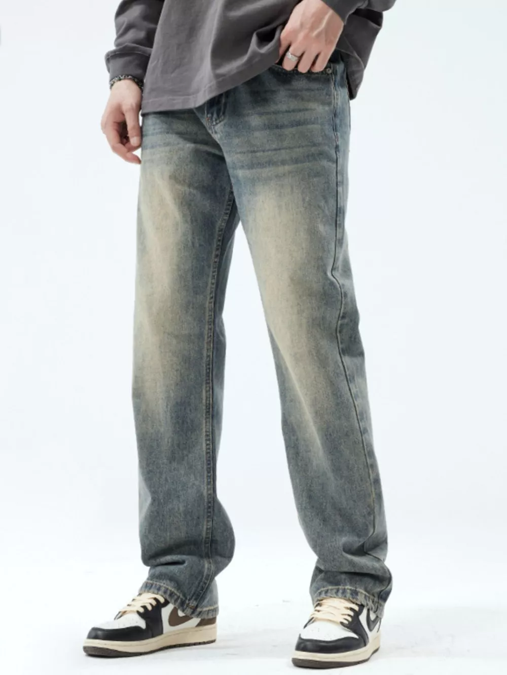 Men's Vintage Wash Loose Fit Jeans, image 5