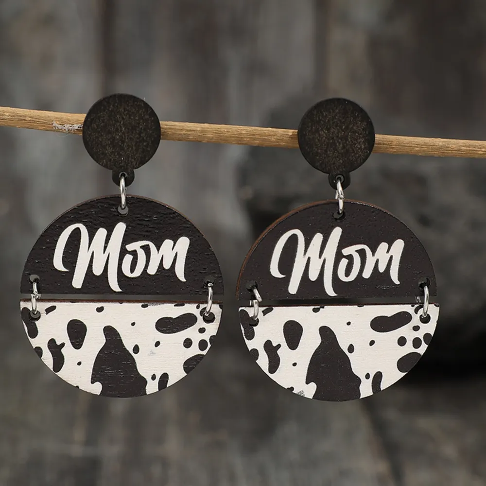 Alloy Wooden Dangle Earrings, image 3