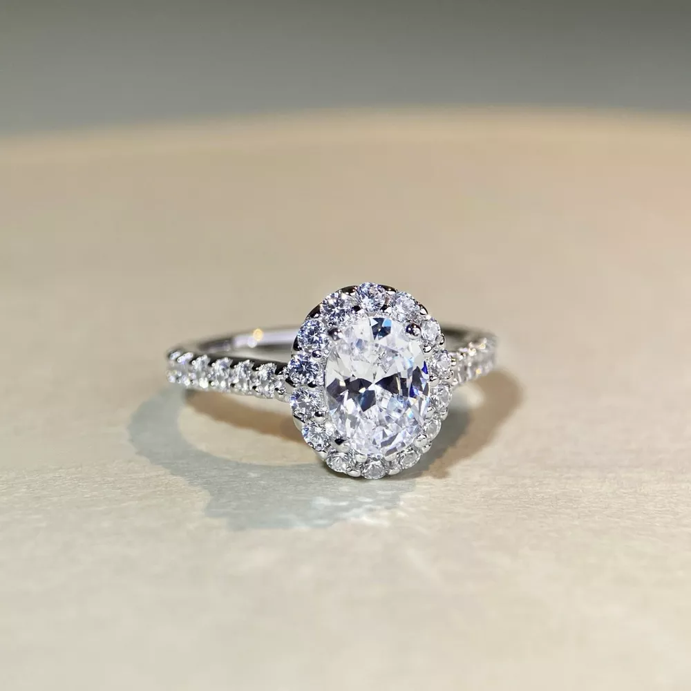 1.5 Carat Moissanite 925 Sterling Silver Oval Ring, image 4