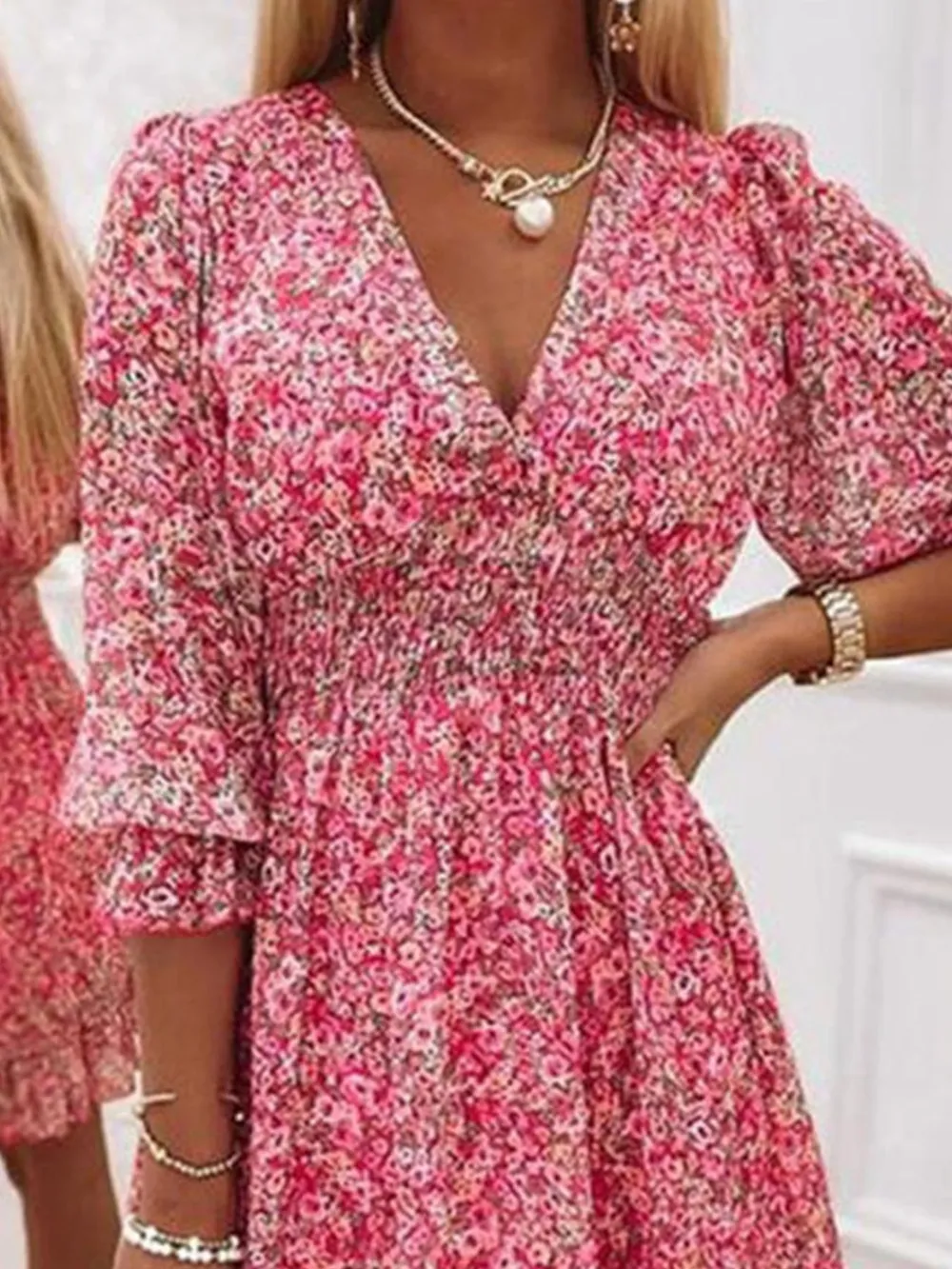 Full Size Ruffled Hem Floral Dress Plus Size, image 6