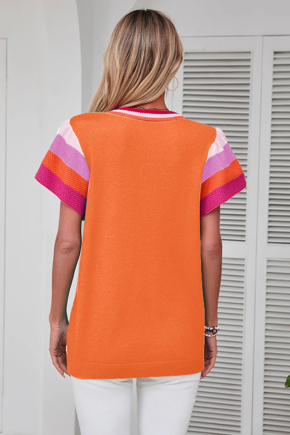 Color Block Round Neck Knit Top, image 16