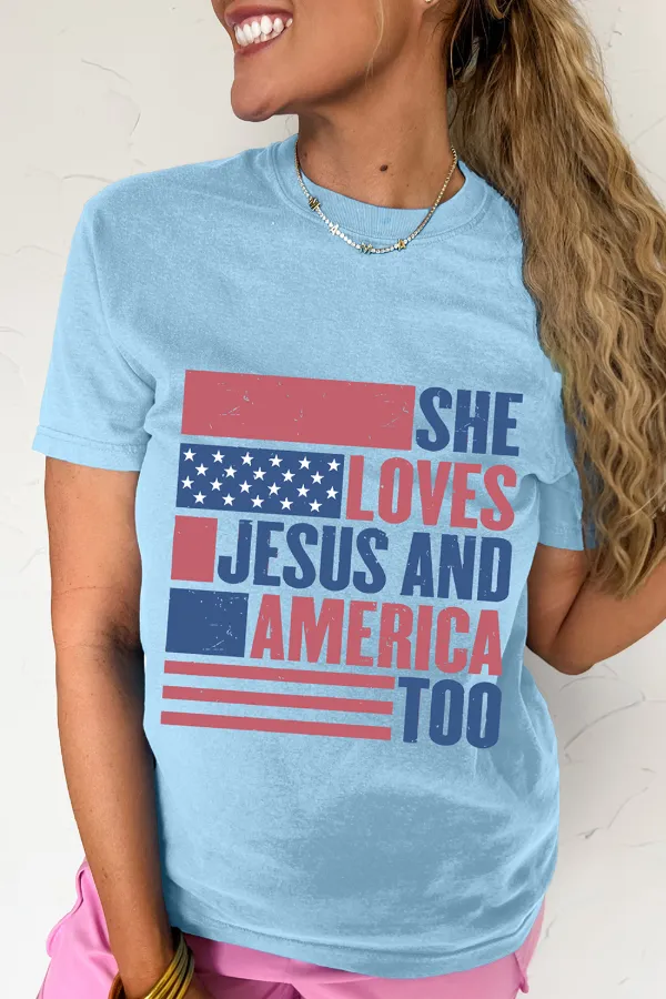 Patriotic US Flag Round Neck Short Sleeve T-Shirt, image 5