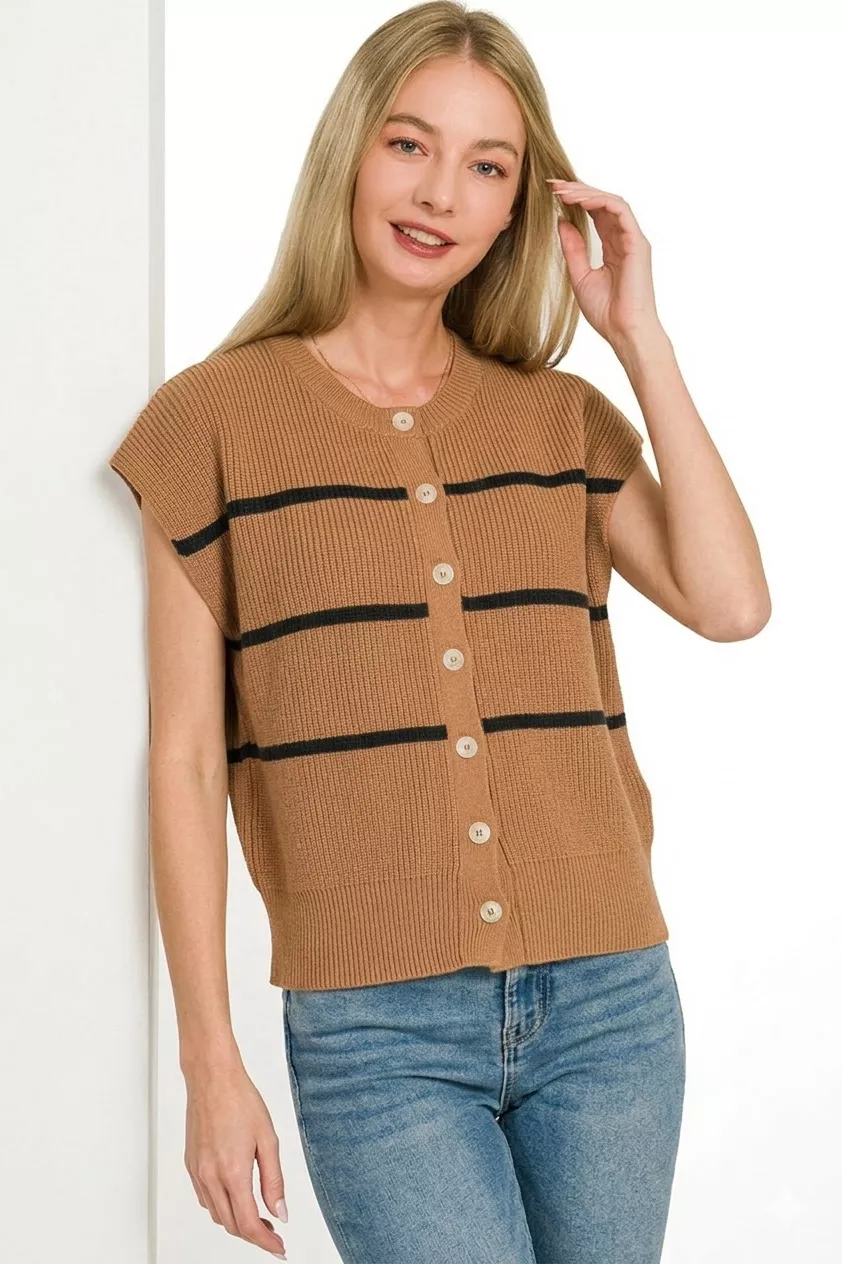 Striped Viscose Sweater Vest, image 2