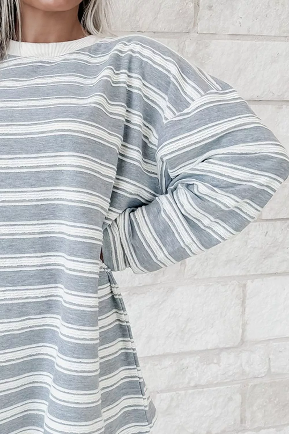 Striped Long Sleeve Oversized T-Shirt, image 2