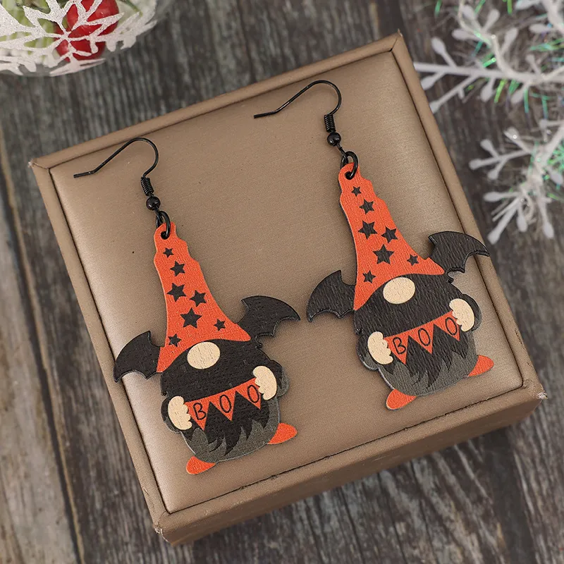 Wooden Point Hat Gnome Shape Earrings, image 3