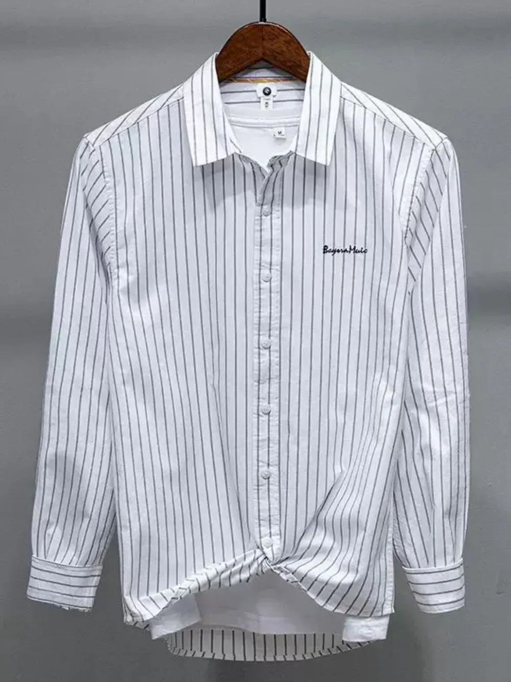 Men's Plus Size Striped Button Up Long Sleeve Shirt, image 3