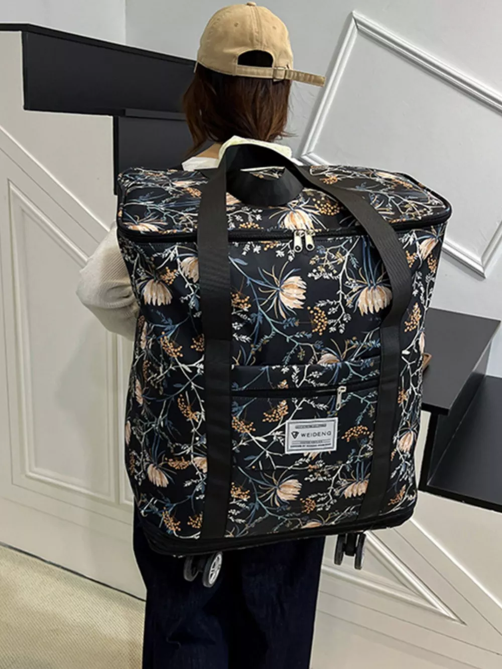 Floral Pattern Rolling Luggage Travel Bag, image 7