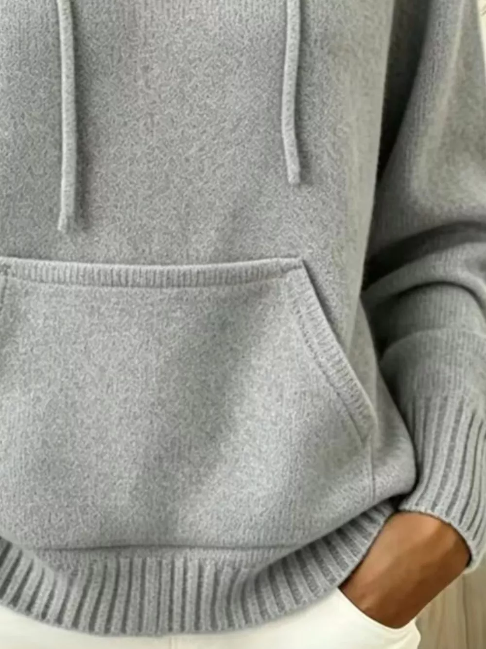 Full Size Drawstring Kangaroo Pocket Hooded Sweater Plus Size, image 21