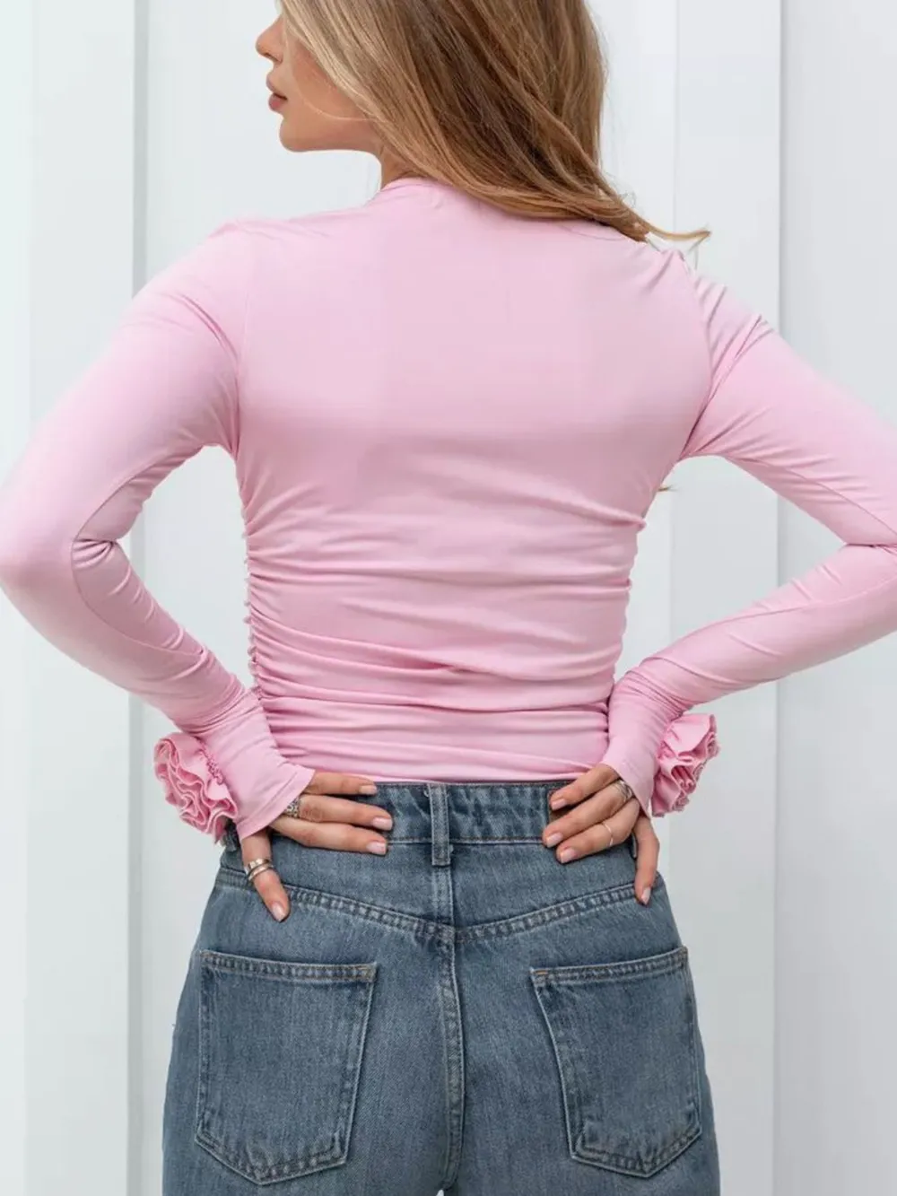 Flower Round Neck Long Sleeve T-Shirt, image 10
