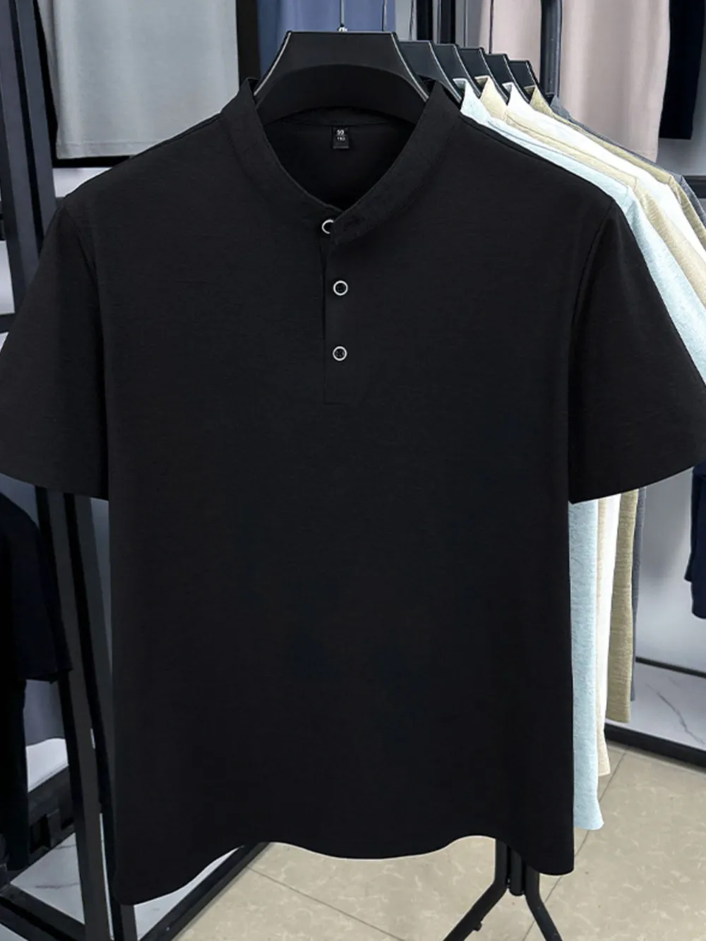 Men's Plus Size Button Detail Short Sleeve Polo, image 6