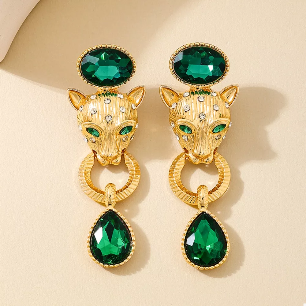 18K Gold-Plated Leopard Teardrop Earrings, image 3