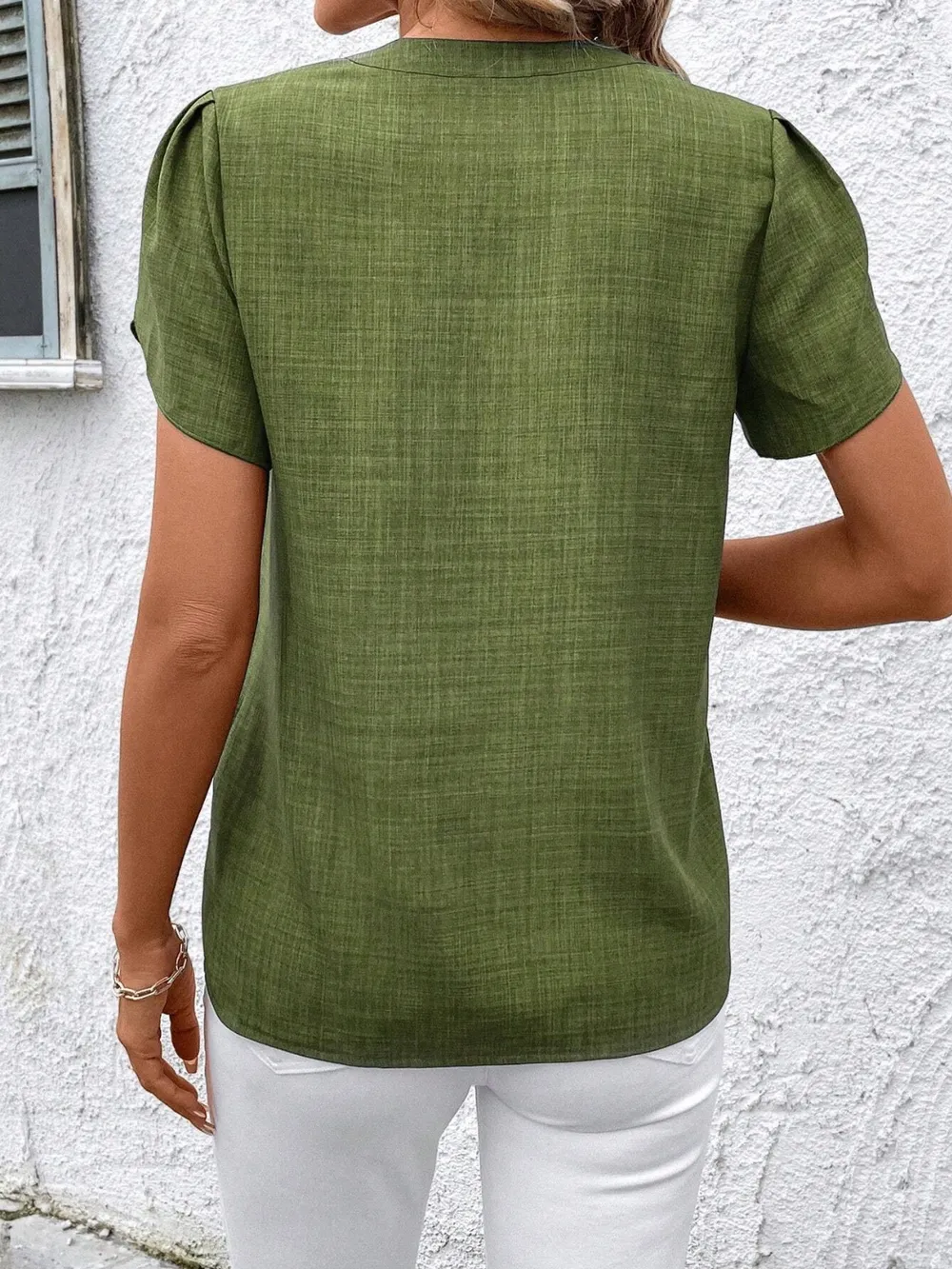 Floral Notched Short Sleeve Blouse, image 19