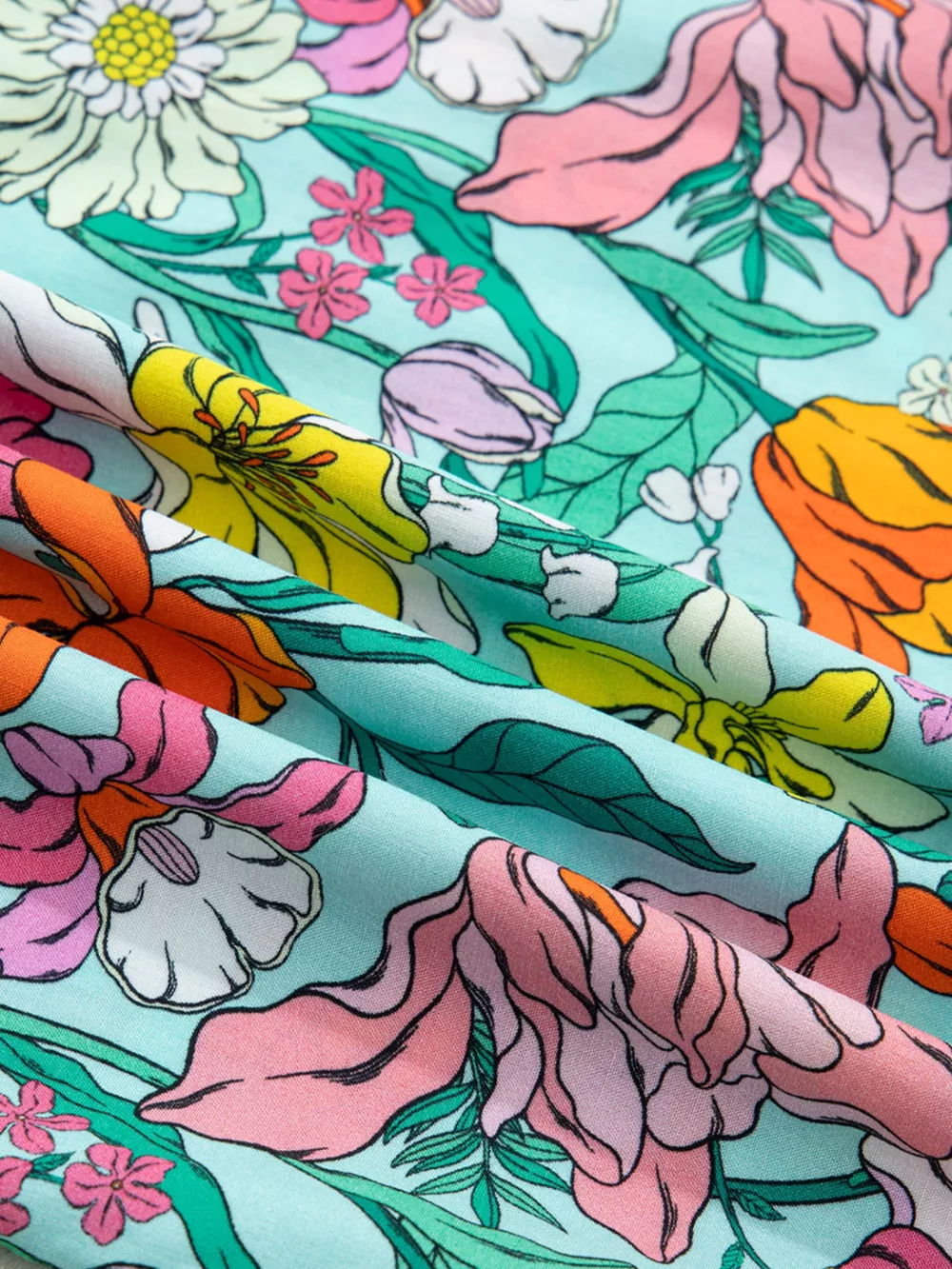 Floral Print Split Neck Button Front Flutter Sleeve Blouse, image 11