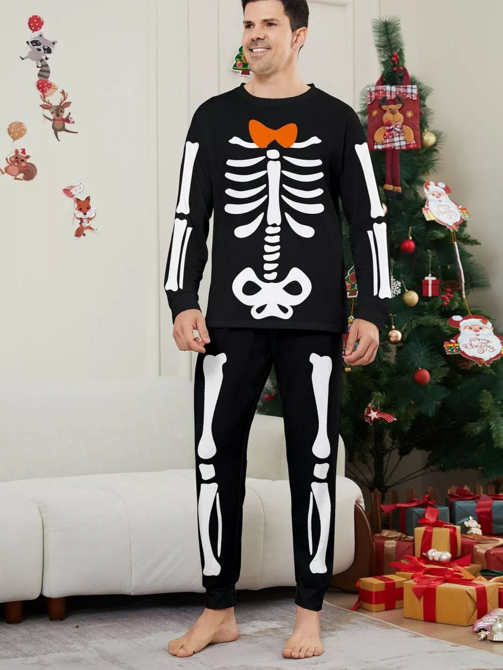 Full Size Matching Family Skeleton Pajama Set Plus Size, image 6