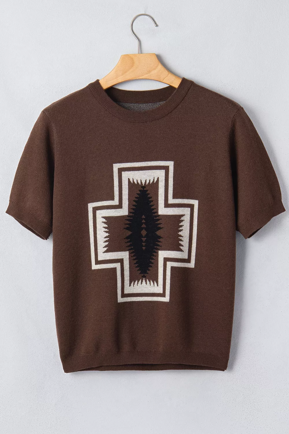 Western Graphic Short Sleeve Knit Casual Sweater, image 7