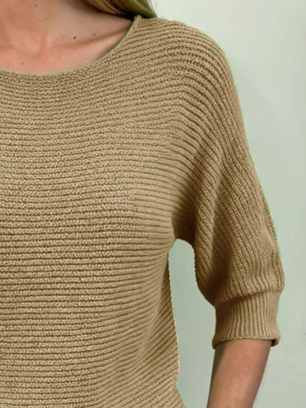 Full Size Ribbed Knit Round Neck Sweater Plus Size, image 15