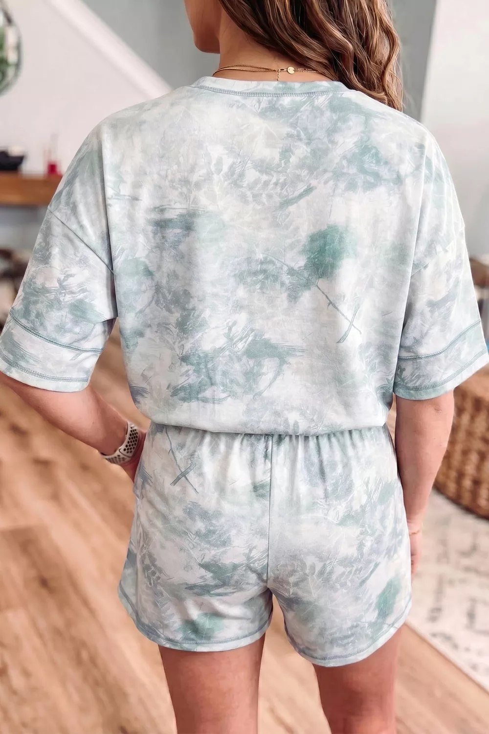 Tie-Dye Top and Drawstring Shorts Set, image 2