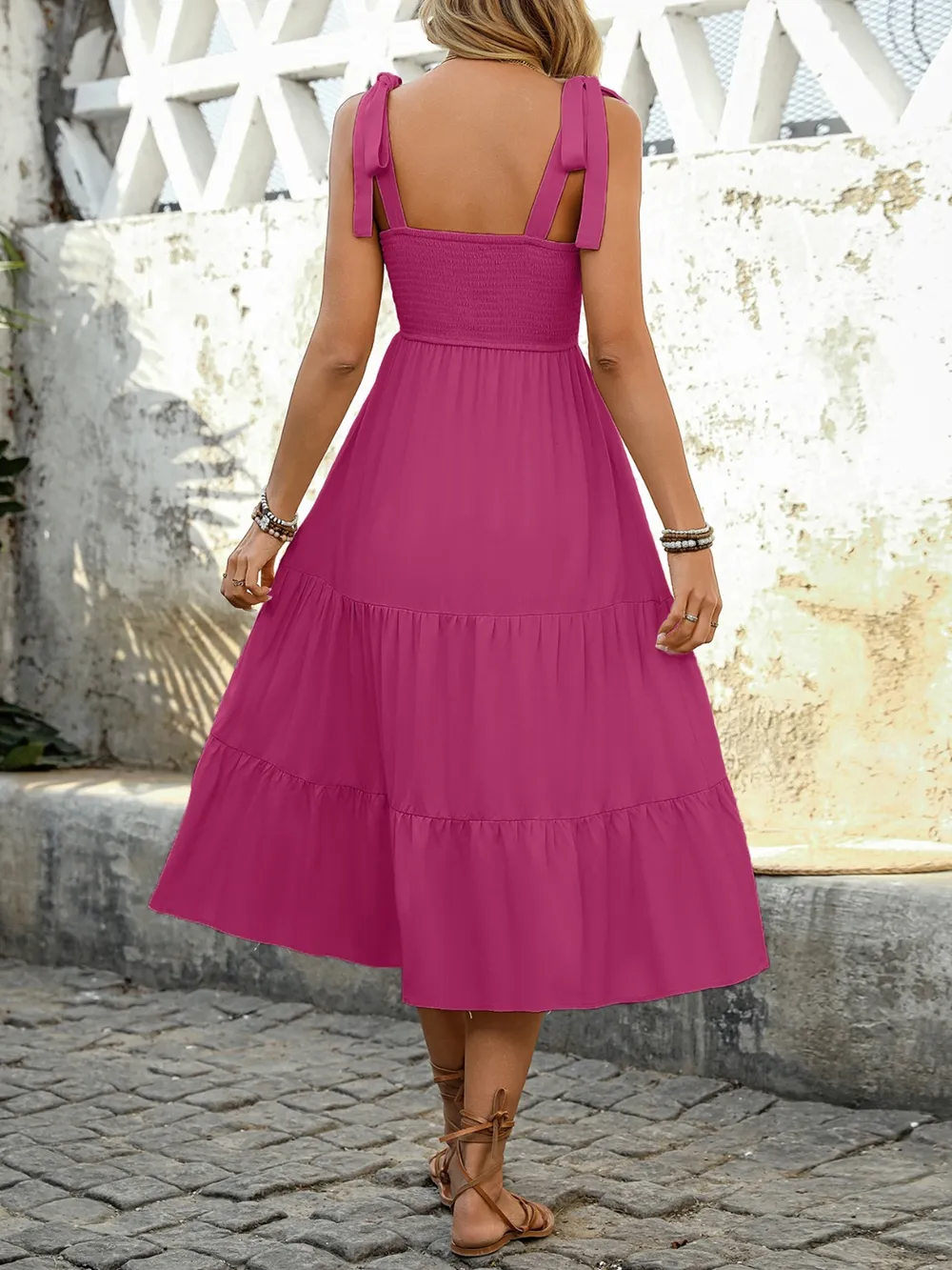 Tie Shoulder Tiered Midi Dress, image 11