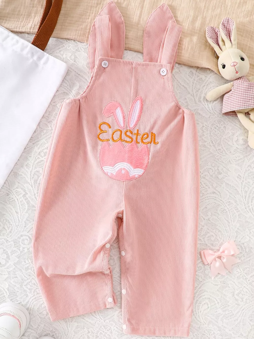 Children's Easter Bunny Embroidered Corduroy Overalls