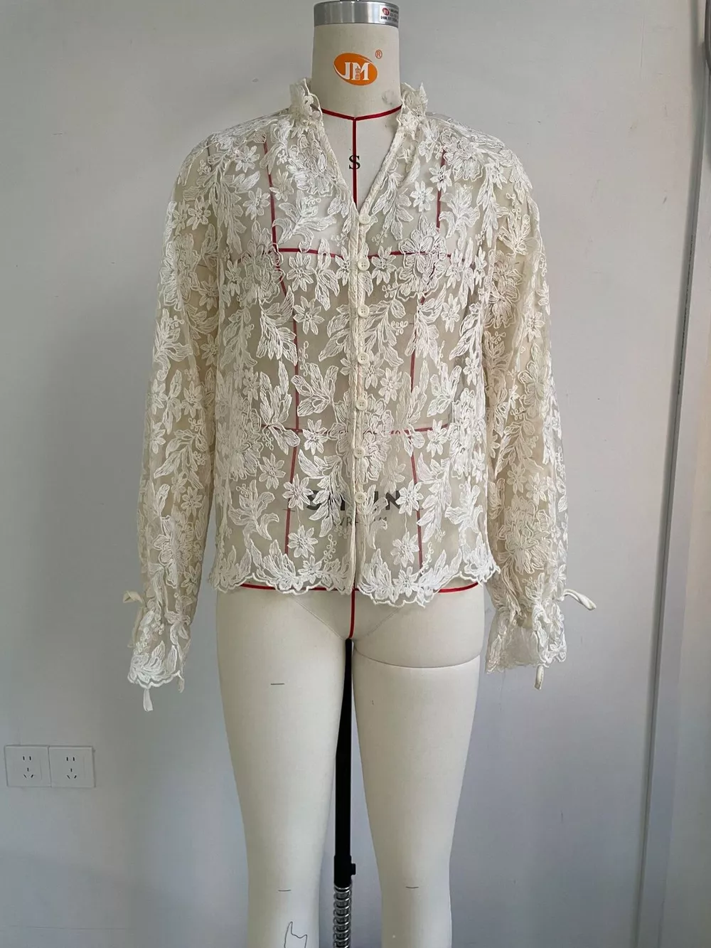 Sheer Lace Long Sleeve Shirt, image 5