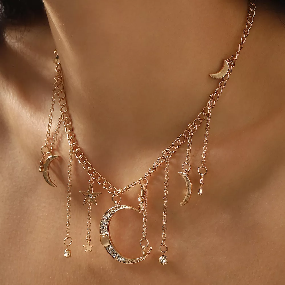 Moon & Star Charm Necklace