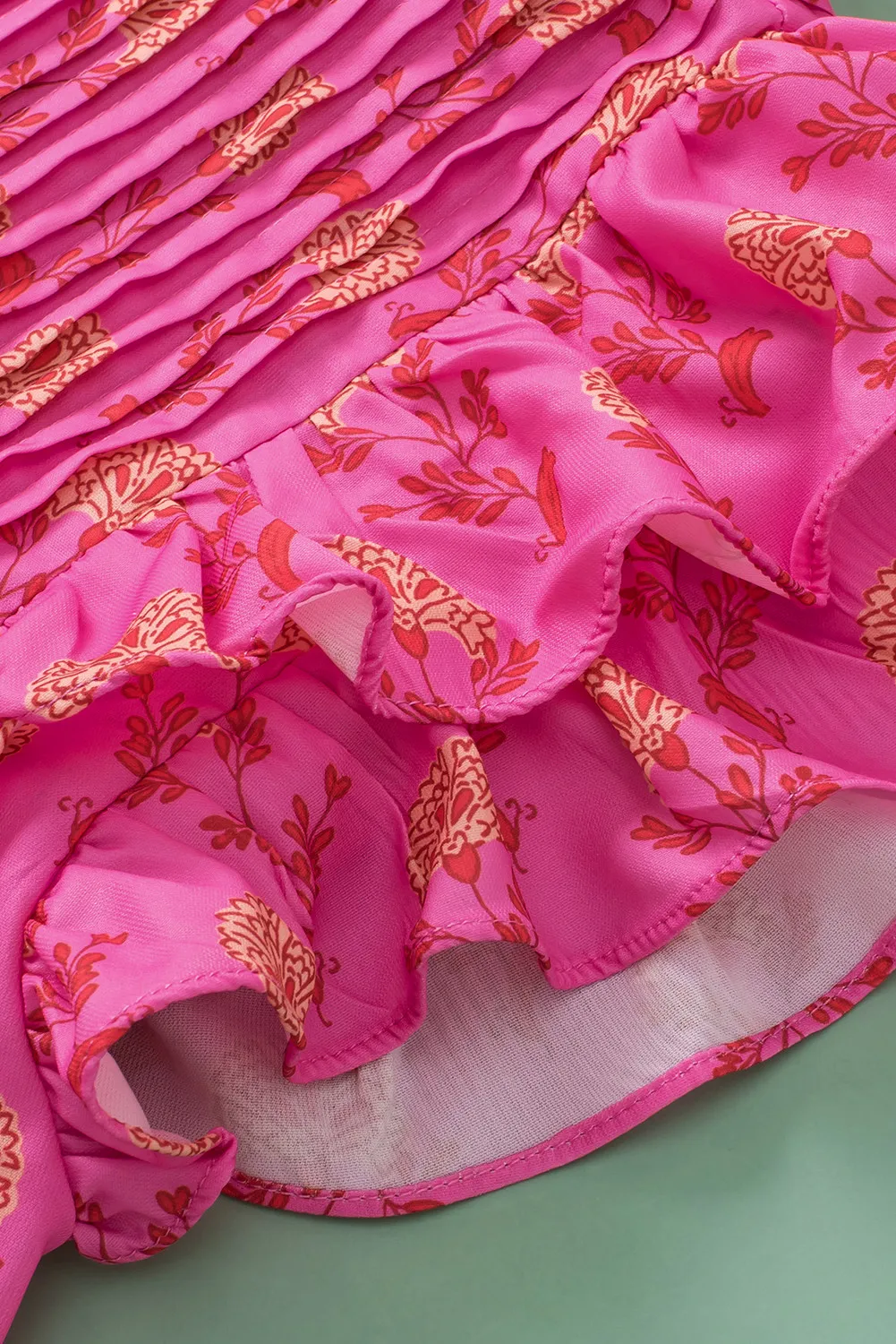 Ruffled Printed Mock Neck Cap Sleeve Blouse, image 2