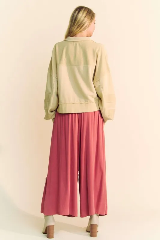 Smocked Waist Flower Patch Wide Leg Pants, image 5