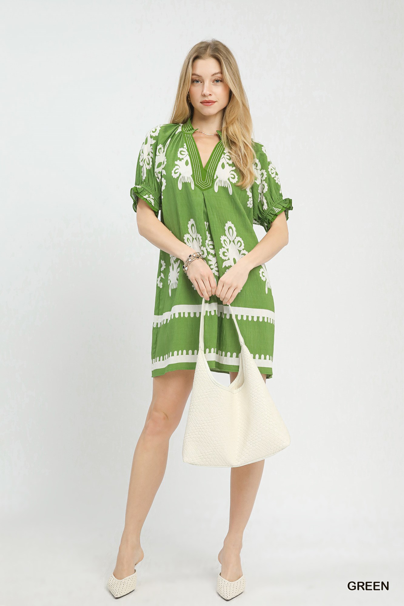 Two Tone Border Print Mini Dress, image 5