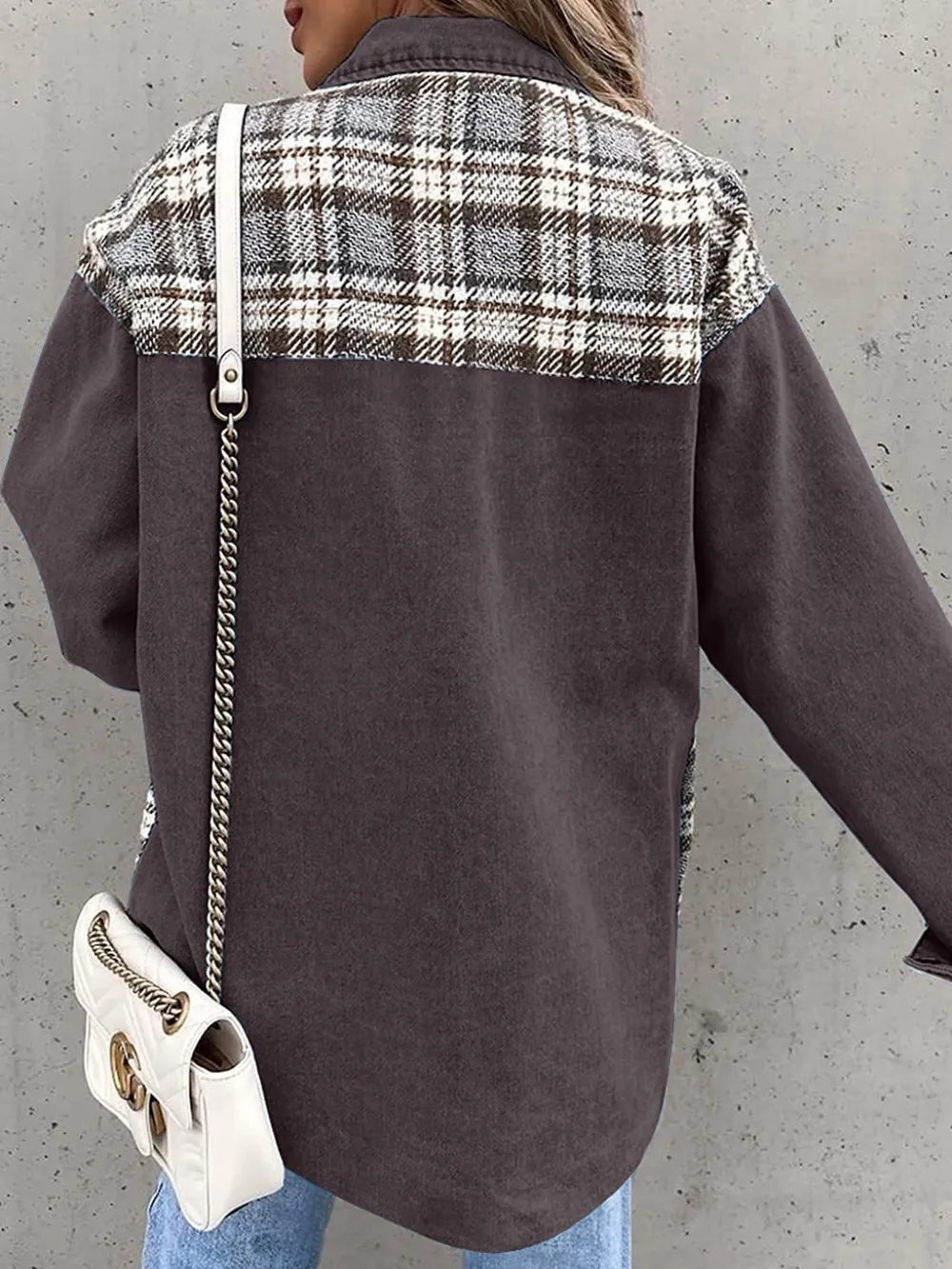 Plaid Button Up Dropped Shoulder Jacket, image 33