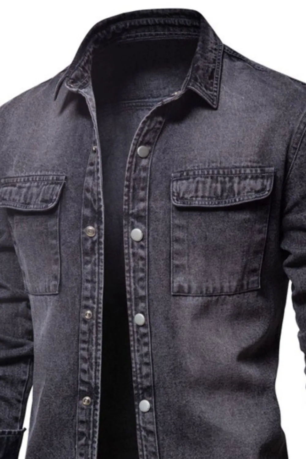 Men's Button Down Chest Pocket Denim Jacket, image 6