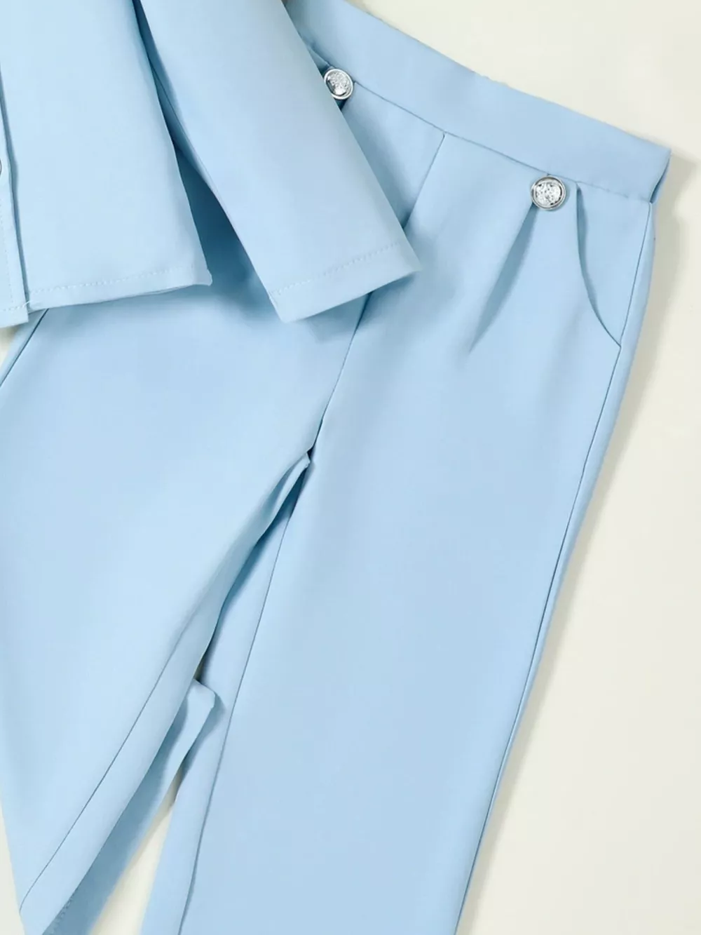 Children's Double-Breasted Blazer & Wide Leg Pants Set, image 4