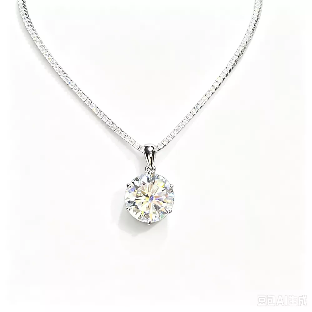 20 Carat 925 Sterling Silver Moissanite Pendant Necklace, image 2
