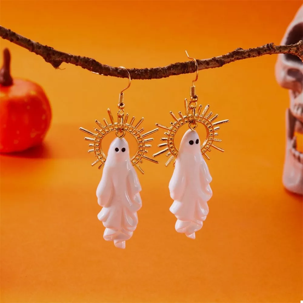 Halloween Sunburst Ghost Drop Earrings, image 4