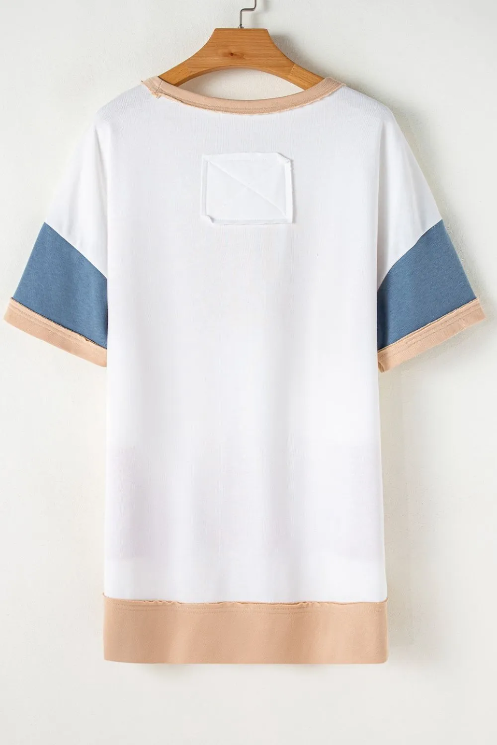Color Block Patchwork Side Split Tunic T Shirt, image 6