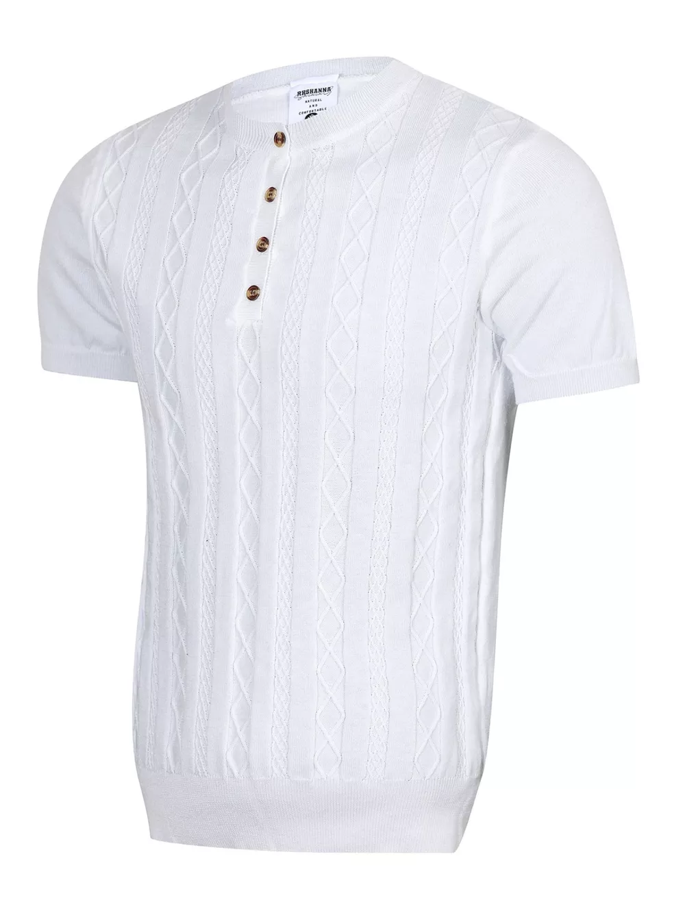 Men's Cable Knit Short Sleeve Knit Top, image 2