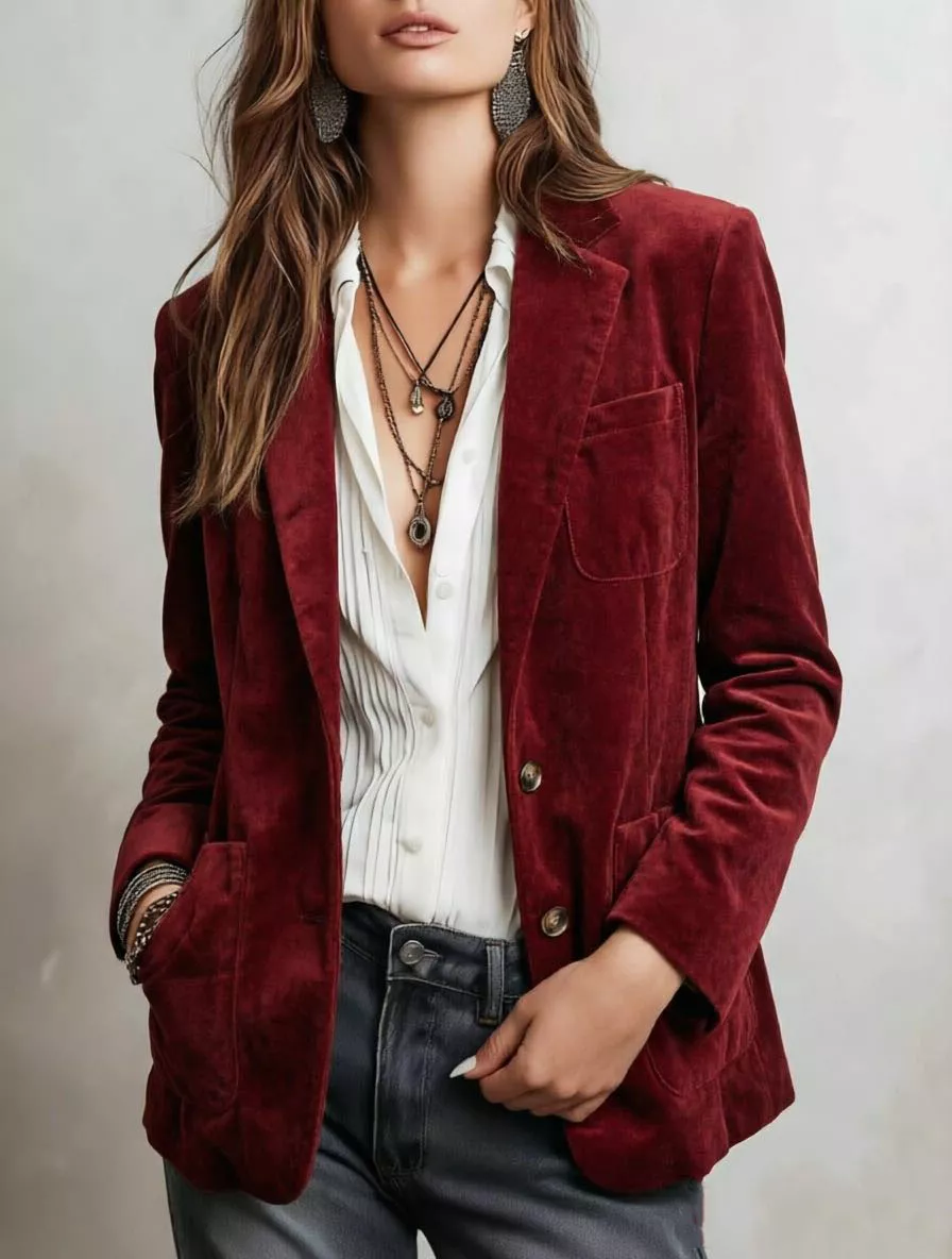 Full Size Slim Fit Suede Long Sleeve Blazer Plus Size, image 5