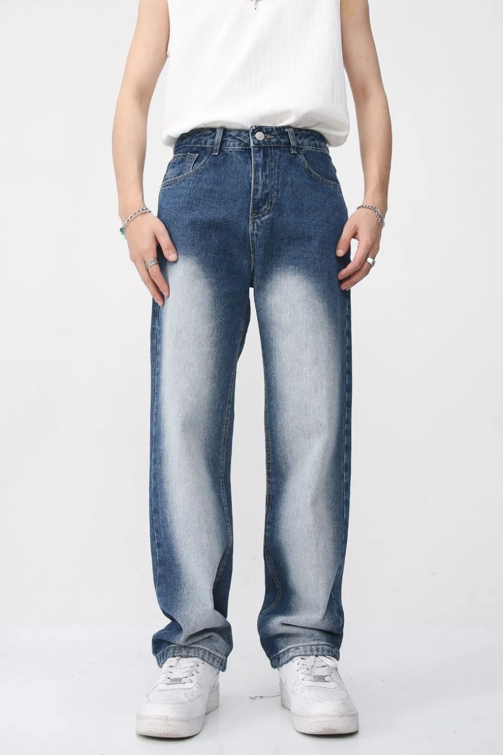 Men's Washed Straight Leg Jeans, image 7
