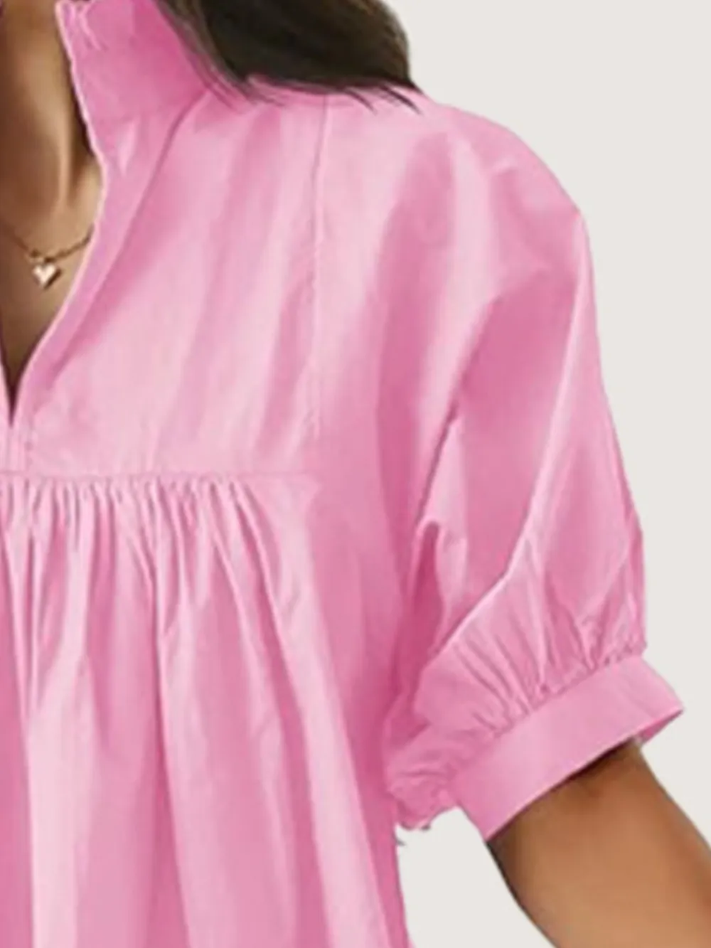 Notched Puff Sleeve Blouse, image 3