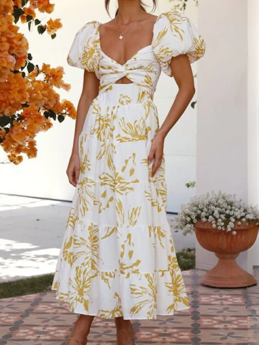 Off-Shoulder Floral Tiered Dress with Ruffle Details, image 22