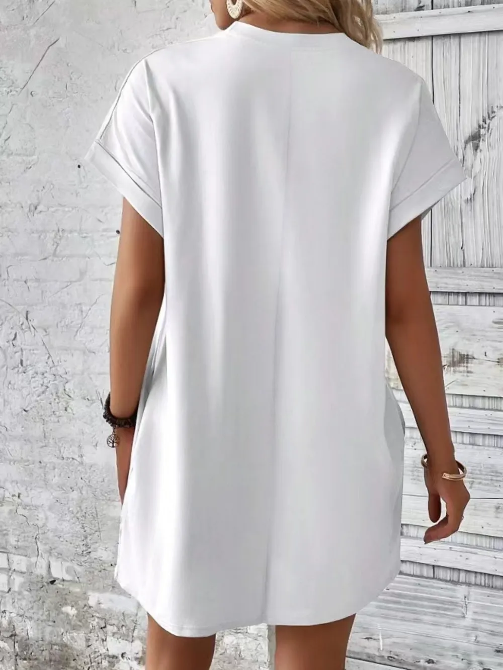 Pocketed Round Neck Short Sleeve Dress, image 18