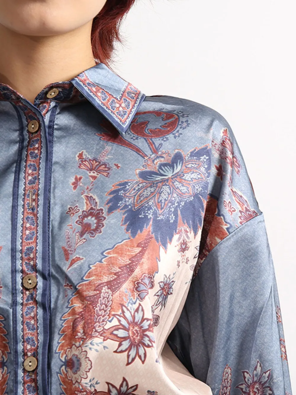 Printed Button Front Long Sleeve Shirt and Shorts Set, image 5