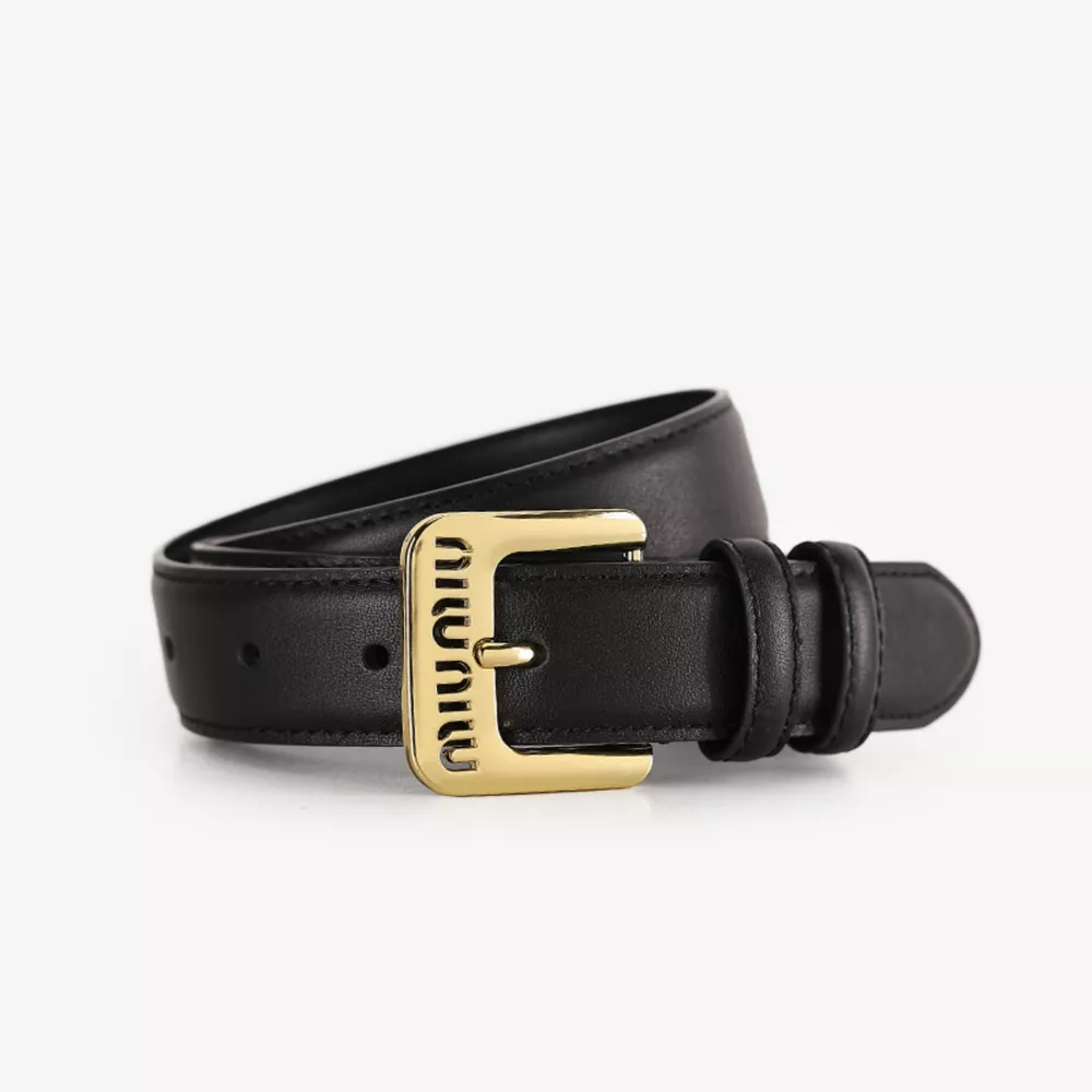Golden Buckle Leather Belt