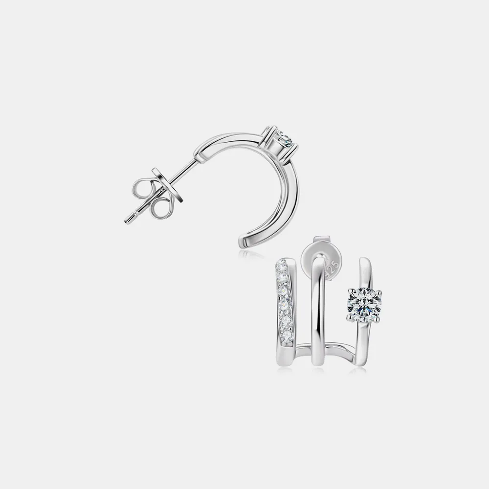 Moissanite 925 Sterling Silver Earrings, image 2