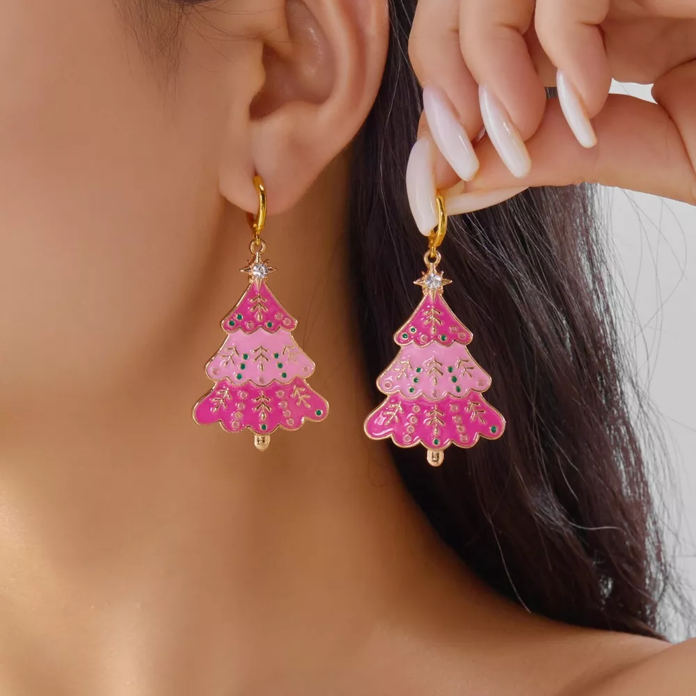 Christmas Tree Dangle Earrings, image 3