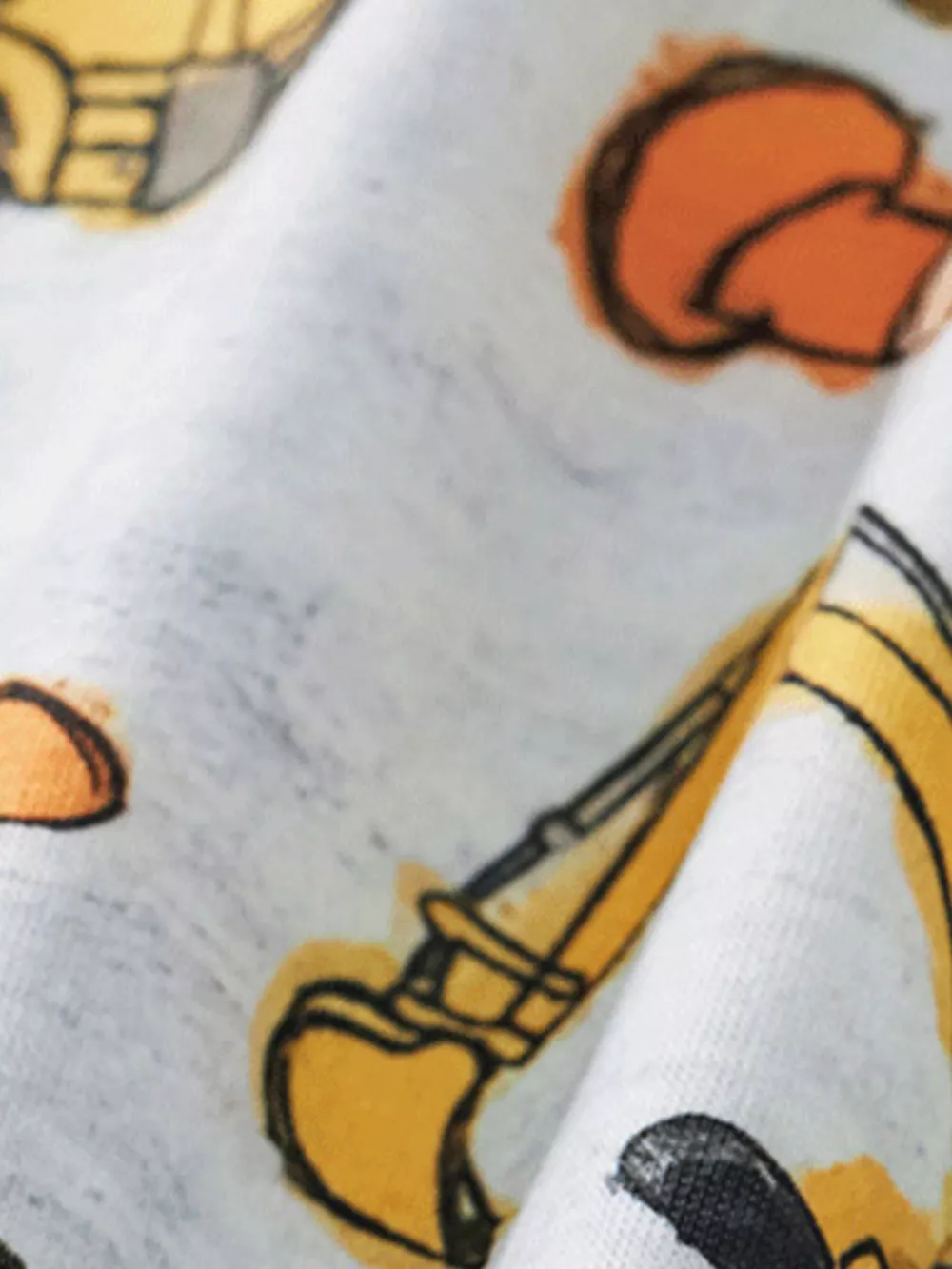 Children's Construction Vehicle Print Round Neck Tee and Shorts Set, image 3